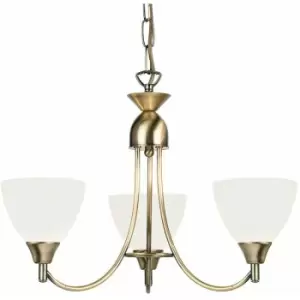 Image of Hanging Ceiling Pendant Light ANTIQUE BRASS 3x Shade Lamp Bulb Holder Fitting