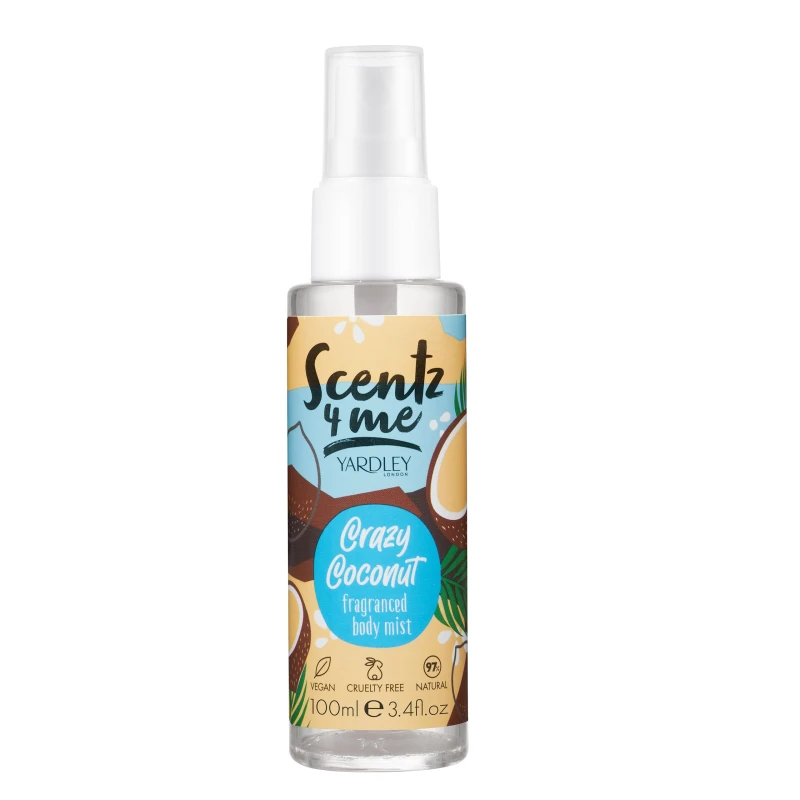 Image of Yardley Scentz 4 Me Fragranced Body Mist 100ml Spray - Crazy Coconut