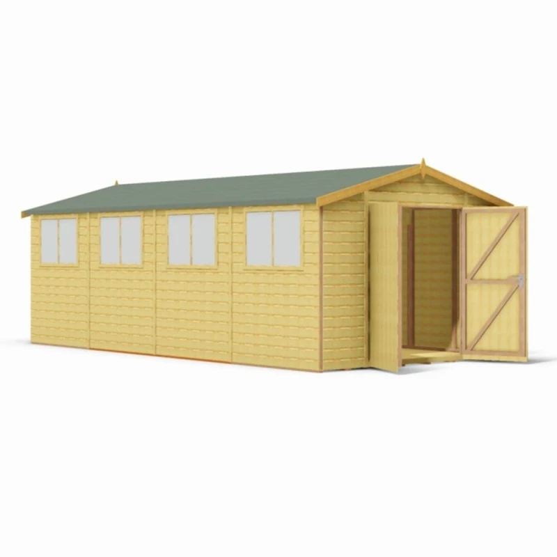 Image of Shires Workspace DD Tongue & Groove Garden Shed Workshop Approx 10x20 Feet in Light Brown Light Brown Unisex