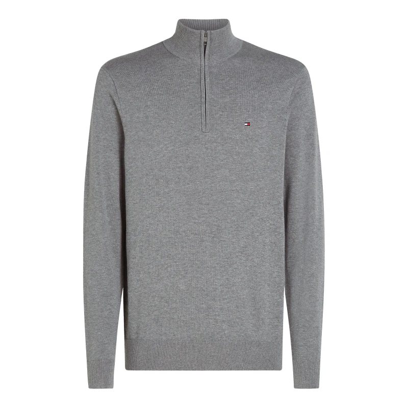 Image of Tommy Hilfiger ESSENTIAL COTTON ZIP MOCK Jumpers S Grey 33258602350