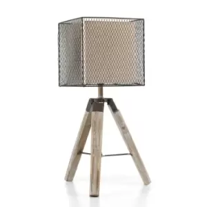 Image of Zazu Tripod Table Lamp With Shade, Wood