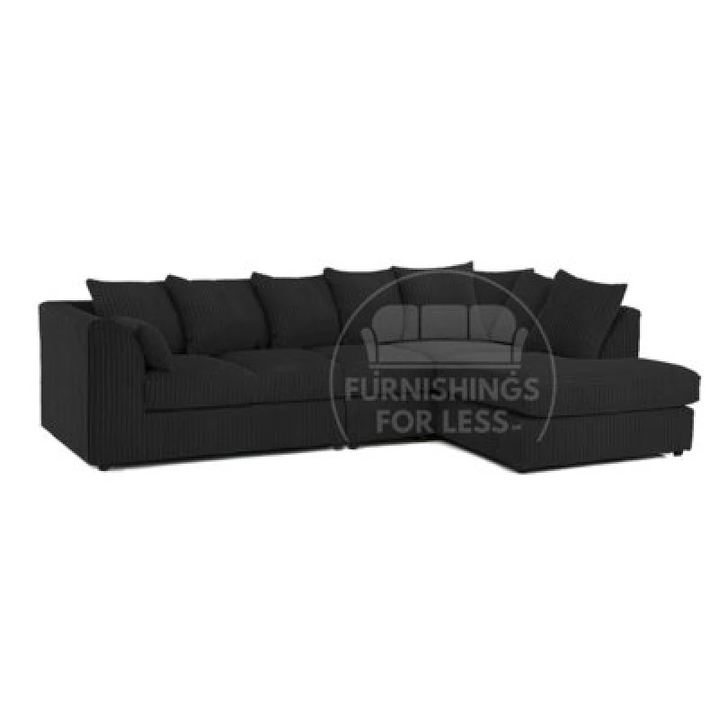 Image of Furnishings For Less UK Luxor Black Jumbo Cord Large 5 Seater Corner Sofa Long Right Hand Facing