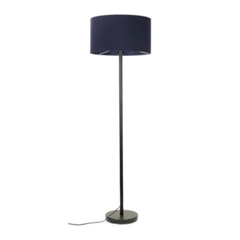 Image of ValueLights Charlie Black Floor Lamp Large Blue Shade Black