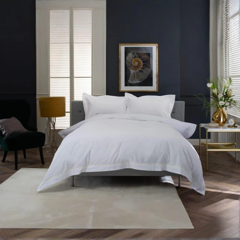 Image of The Lyndon Company Hampstead Percale Cotton Duvet Set Cream unisex Double
