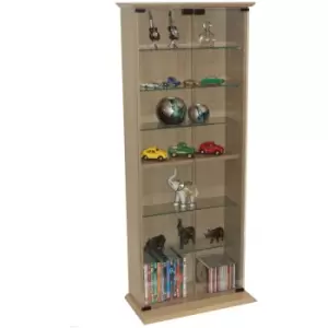 Image of BOSTON - 116 DVD/ 344 CD Book Storage Shelves Glass / Collectable Display Cabinet - Oak - Oak