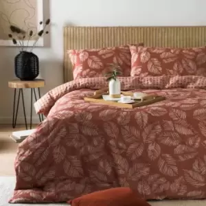 Image of Furn. Japandi Single Duvet Cover Set Cotton Polyester Red Clay