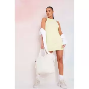 Image of I Saw It First Lemon Ribbed Racer Bodycon Mini Dress - Yellow