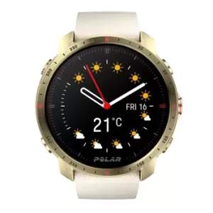 Image of Polar Grit X Pro Arctic Gold Quartz Black Dial Cream Brown Synthetic Rubber Strap Unisex Watch 90085776
