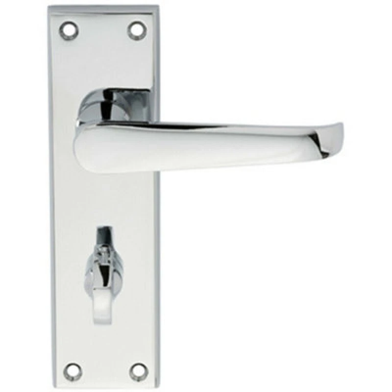 Image of Loops PAIR Straight Victorian Lever on Bathroom Backplate 150 x 43mm Polished Chrome Multi