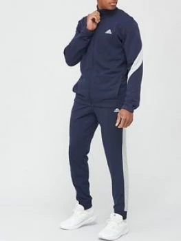 Image of adidas Cotton Tracksuit - Navy/White, Size S, Men