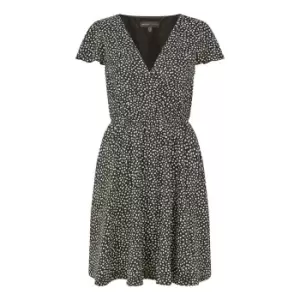 Image of Mela London Black Ditsy Daisy Print Skater Dress - Black