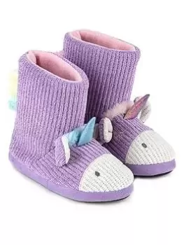 Image of TOTES Girls Unicorn Slipper Boot- Lilac, Lilac, Size 11-12 Younger