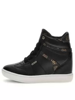 Image of Guess GUESS MORENS WEDGE TRAINER - BLKBR, Black, Size It/Eu 37 = UK 4, Women