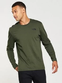 Image of The North Face Long Sleeve Easy T Shirt Green Size S Men