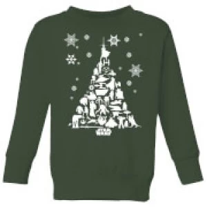 Image of Star Wars Character Christmas Tree Kids Christmas Sweatshirt - Forest Green - 7-8 Years