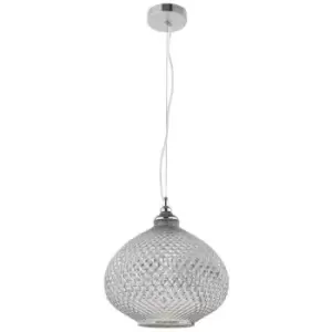 Image of Fremont 28cm Dome Pendant Ceiling Light Chrome Glass, Metal LED E27 - Merano