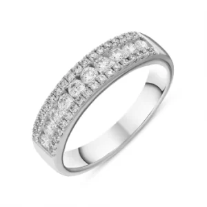 Image of 18ct White Gold Diamond Three Row Half Eternity Ring