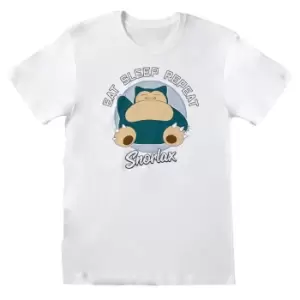 Image of Pokemon Unisex Adult Eat Sleep Repeat Snorlax T-Shirt (M) (White)