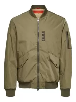 Image of SELECTED Recycled Polyester Bomber Jacket Men Green