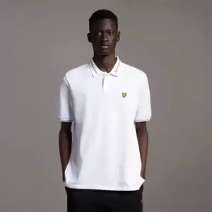 Image of Mens Branded Ringer Polo - White - XXL