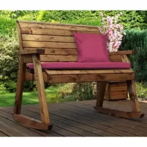 Image of Charles Taylor Two Seater Rocking Bench with Cushions and Cover, Burgundy