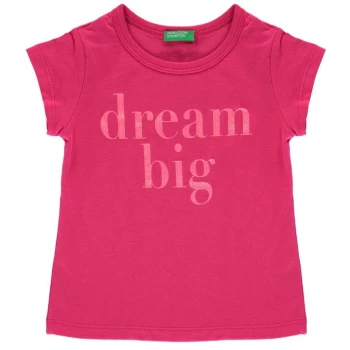 Image of Benetton Dream Big T Shirt - Pink/White 02E