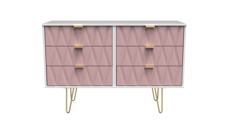 Image of Dallas 6 Drawer Chest In Kobe Pink & White (Ready Assembled)
