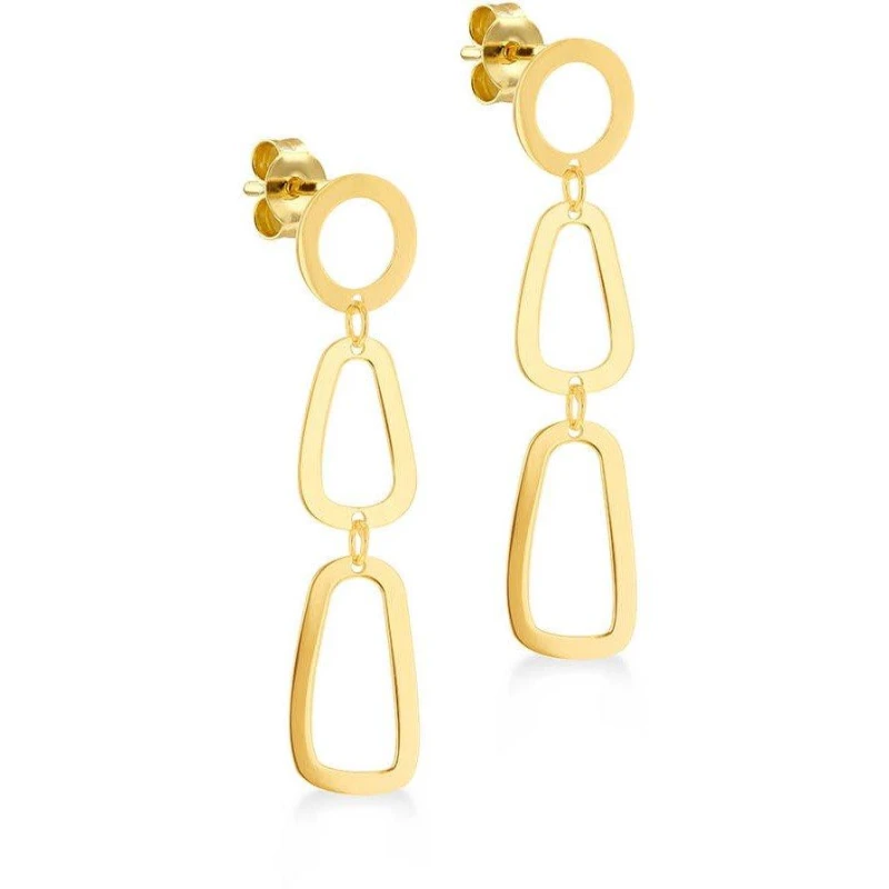 Image of Be You 9ct Gold Eliptical Stud Drop Earrings Yellow Gold female One Size