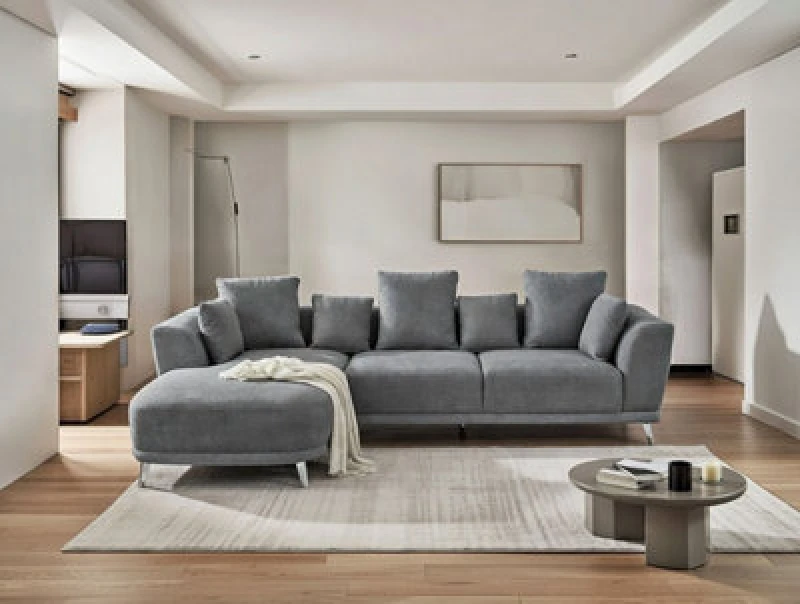 Image of DS Living The 3 Seater Nova Lounger Right Corner Sofa In Grey Or Cream