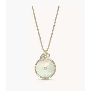 Image of Fossil Womens Val Blue Crush Ombre Mother-Of-Pearl Pendant Necklace - Gold