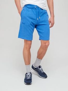 Image of Superdry Vintage Logo Jersey Short - Blue Marl, Blue Marl, Size S, Men