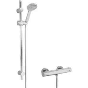 Image of Minimalist Thermostatic Bar Shower Valve with Water Saving Slider Rail Kit - Chrome - Nuie