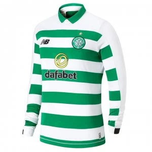 Image of New Balance Celtic Long Sleeve Home Shirt 2019 2020 - White/Green