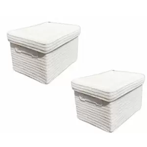 Image of Topfurnishing - Neon Bright Colours Kids Playroom Toy Box Cupboard Storage Basket + Handle & Lid [White,Set of 2 Extra Large] - White