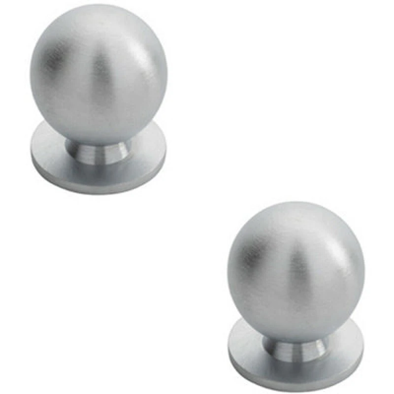 Image of Loops 2x Solid Ball Cupboard Door Knob 25mm Diameter Satin Chrome Cabinet Handle Multi unisex