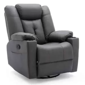Image of Afton Swivel Rock Fabric Recliner Chair - Charcoal