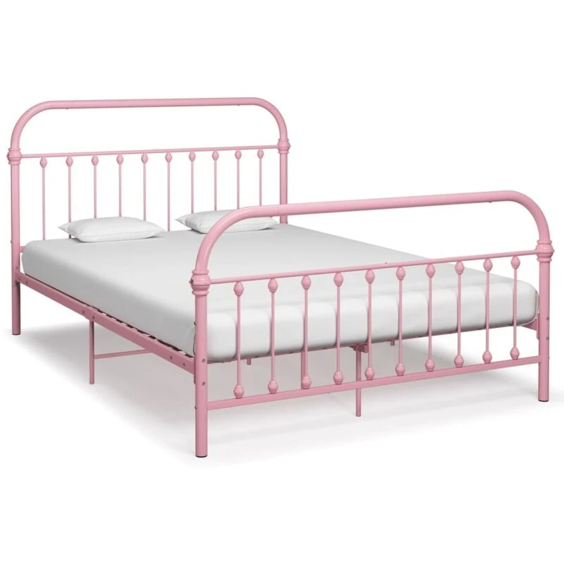Image of VIDAXL 284513 Bed Frame without Mattress Pink Metal 140x200cm Vidaxl 284513