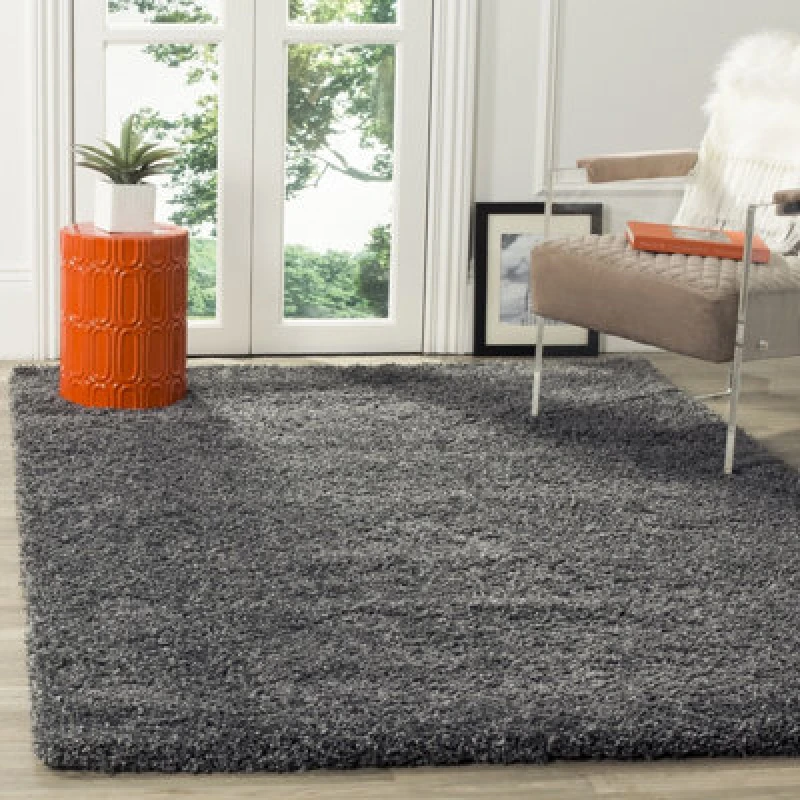 Image of Smart Living Smart Living Soft Fluffy 5cm Thick Pile Shaggy Area Rugs for Living Room, Bedroom in Dark Grey Size: 60cm x 220cm Dark Grey 60cm x 220c