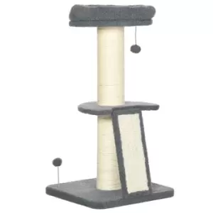 Image of PawHut Cat Tree Tower with Scratching Posts, Pad, Bed, Toy Ball for Cats under 5 Kg, Dark Grey & Beige