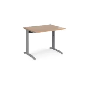 Image of Office Desk Wheelchair Friendly Rectangular Desk 1000mm Beech Tops With Silver Frames TR10