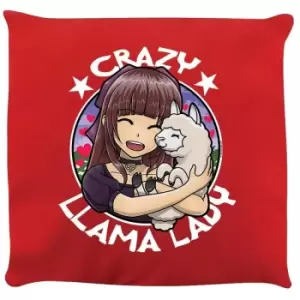 Image of Crazy Llama Lady Cushion (One Size) (Red) - Red - Grindstore