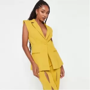 Image of Missguided Longline Sleeveless Blazer - Yellow