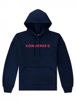 Image of Converse Embroidered Wordmark Hoodie - Navy, Size XS, Women