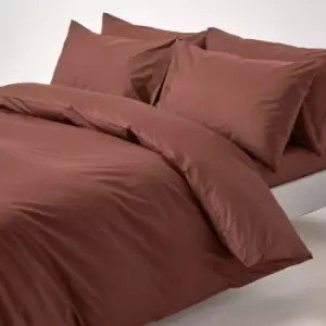 Image of Chocolate Egyptian Cotton Duvet Cover Set 200 Thread Count, King - Chocolate - Chocolate - Homescapes