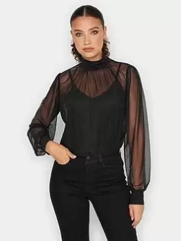 Image of Long Tall Sally Black Mesh Cami Bodysuit, Black, Size 14, Women