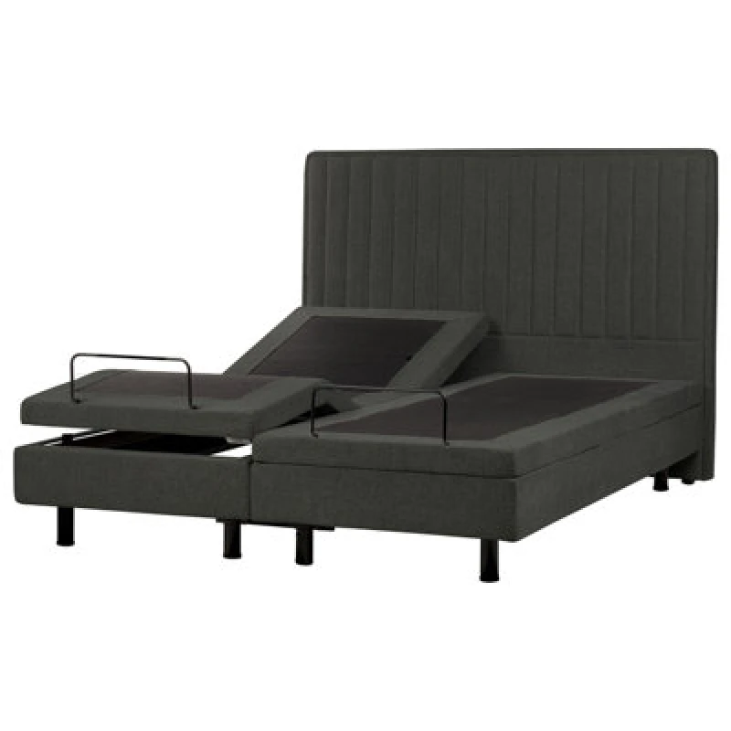Image of Beliani Adjustable Bed Fabric Castellan 160 X 200 Cm (Eu King Size) Dark Grey