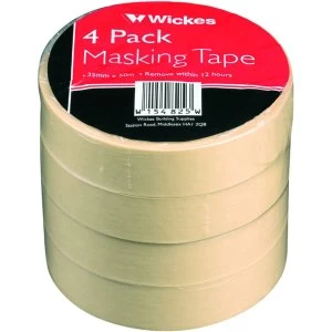 Image of Wickes Multi Surface Cream Masking Tape - 24mm x 50m - Pack of 4
