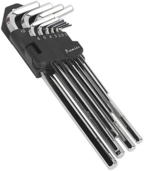 Image of Genuine SEALEY AK7167 Hex Key Set 10pc Extra-Long Fully Polished Metric