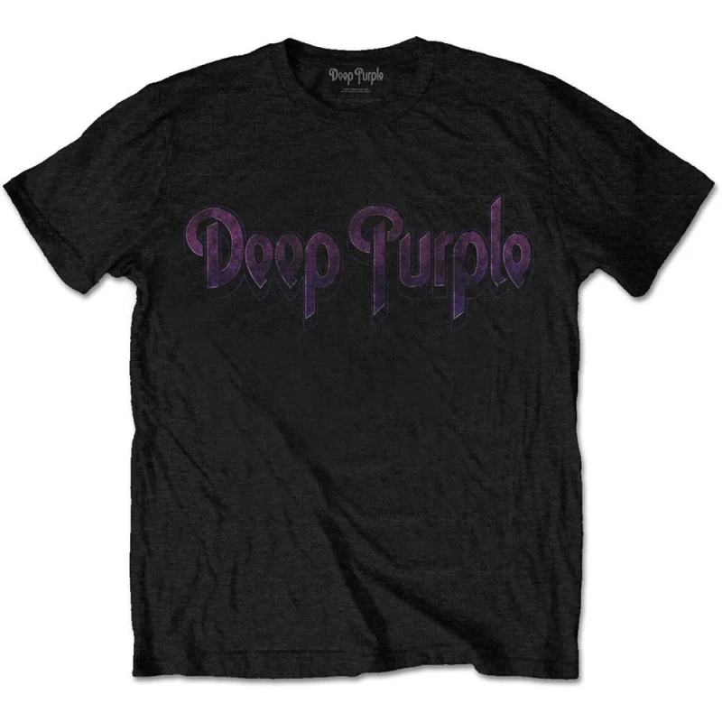 Image of Deep Purple Mens Vintage Logo T-Shirt in Black Size: Small Black Male S