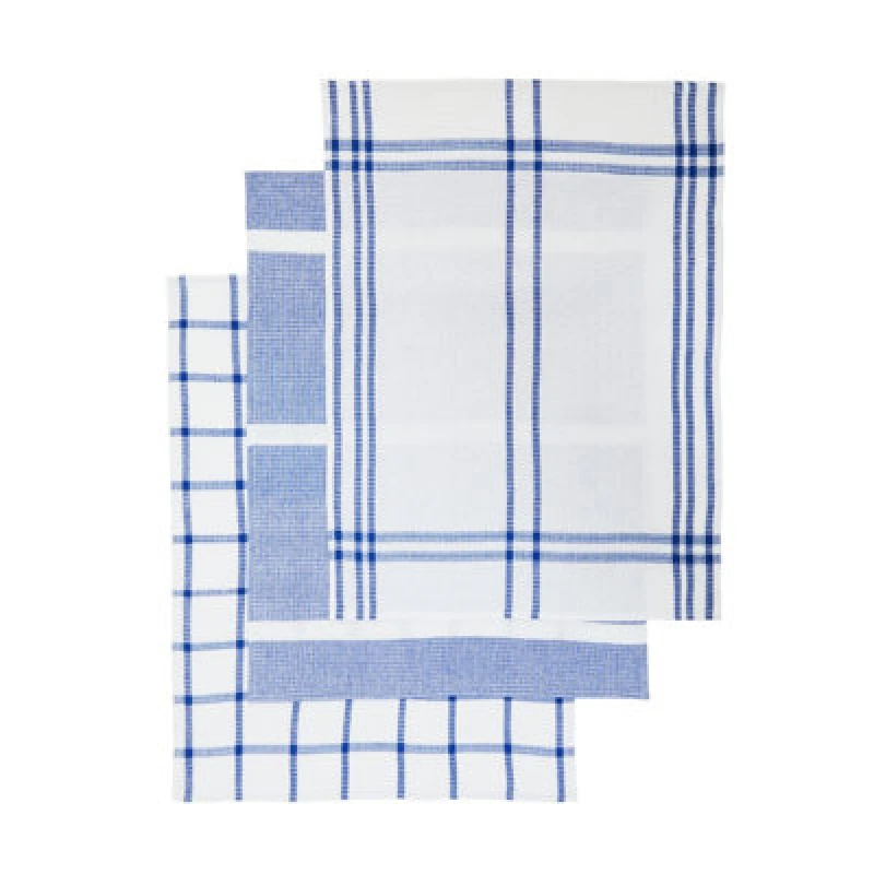 Image of Premier Housewares Doro Absorbent Set Of Three Waffle Tea Towels, Durable Efficient Tea Towels, Soft Tea Towels For Kitchen Blue